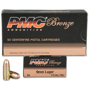 PMC Bronze, 9mm Luger, FMJ, 115 Grain 9A, 50 Rounds