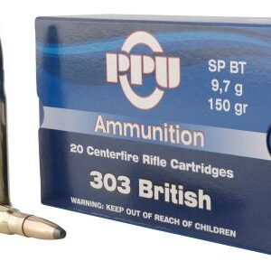Product Information Caliber/Gauge	303 British Casing	Brass Bullet Type	Soft Point Box Qty	20 PPR	$1.50/round