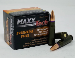 MaxxTech Essential Steel 7.62x39mm Ammunition MTES762 124 Grain