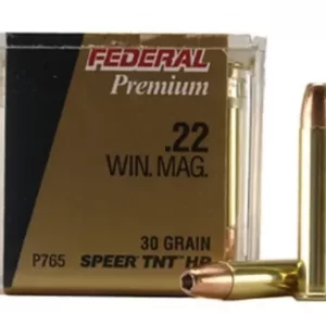 Federal Premium V-Shok Ammunition 22 Winchester Magnum Rimfire (WMR) 30 Grain Speer TNT Jacketed Hollow Point
