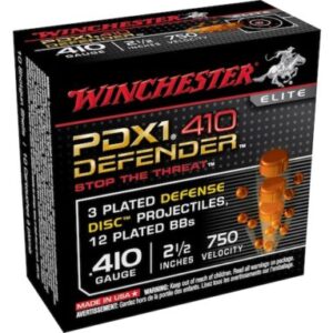 Winchester PDX1 Defender Ammunition 410 Bore 2-1/2″ 3 Disks over 1/4 oz BB Shot