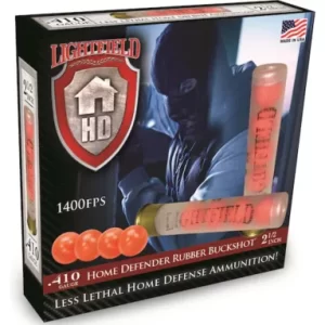 Lightfield Home Defender Less Lethal Ammunition 410 Bore 2-1/2″ Rubber Buckshot 4 Pellets Box of 5