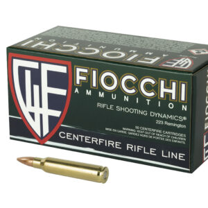 Fiocchi .223 Remington 55 Grain Full Metal Jacket 223A – 50 Rounds  Fiocchi is offering quality and consistency for the high-volume shooter and hunter. The same quality and consistency as other Fiocchi ammunition, at a price that will allow for more hunting and shooting. This ammunition is new production, non-corrosive, in boxer-primed, reloadable brass cases.  Caliber: 223 Remington Bullet Weight: 55 Grain Bullet Style: Full Metal Jacket Bullet Casing: Brass  Muzzle (Velocity): 3240 fps Muzzle (Energy): 1282 ft. lbs. Manuf. Part# 223A Manufactured by Fiocchi