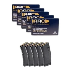 100RDS OF AAC 300 BLACKOUT 125GR FMJ AMMO & 5 MAGPUL GEN2 PMAG 30RD 5.56X45 MAGAZINES